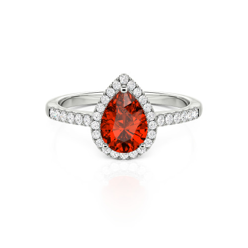 Jeulia Halo Pear Cut Sterling Silver Ring