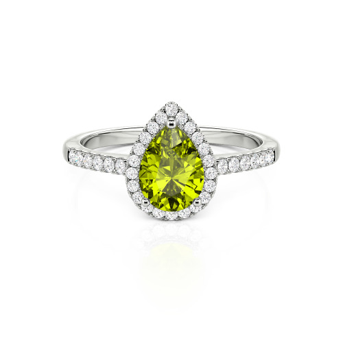 Jeulia Halo Pear Cut Sterling Silver Ring