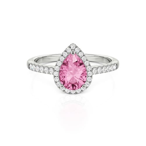 Jeulia Halo Pear Cut Sterling Silver Ring