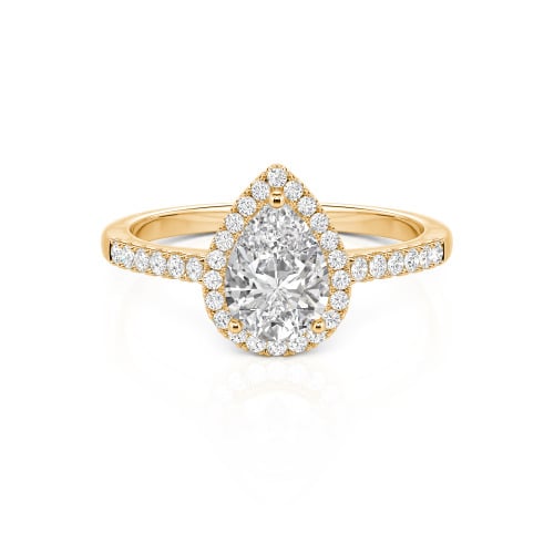 Jeulia Halo Pear Cut Sterling Silver Ring