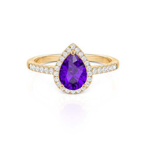 Jeulia Halo Pear Cut Sterling Silver Ring