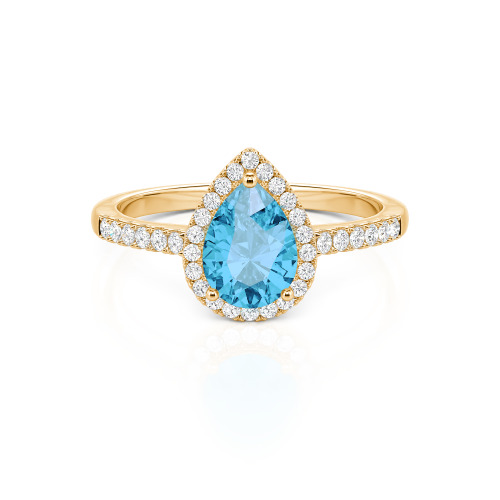 Jeulia Halo Pear Cut Sterling Silver Ring
