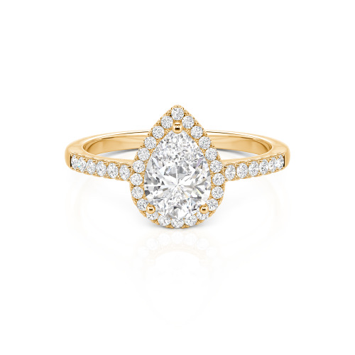 Jeulia Halo Pear Cut Sterling Silver Ring