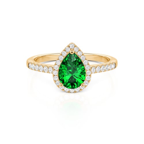 Jeulia Halo Pear Cut Sterling Silver Ring