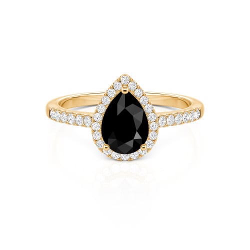 Jeulia Halo Pear Cut Sterling Silver Ring