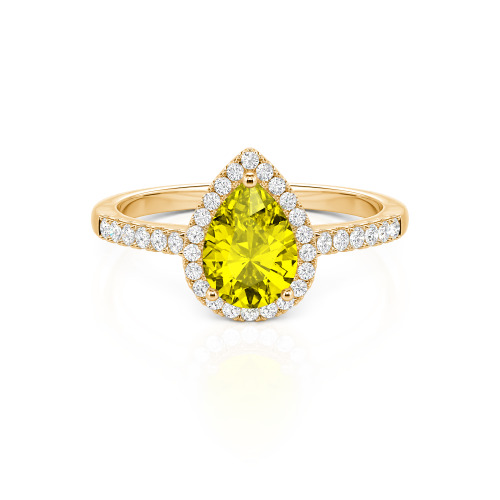 Jeulia Halo Pear Cut Sterling Silver Ring