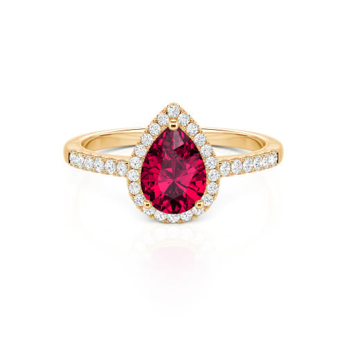 Jeulia Halo Pear Cut Sterling Silver Ring