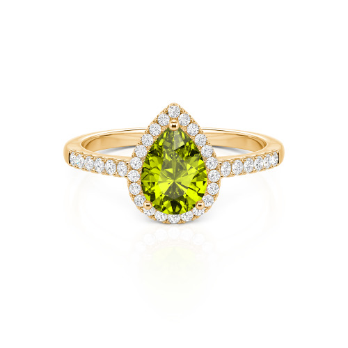 Jeulia Halo Pear Cut Sterling Silver Ring