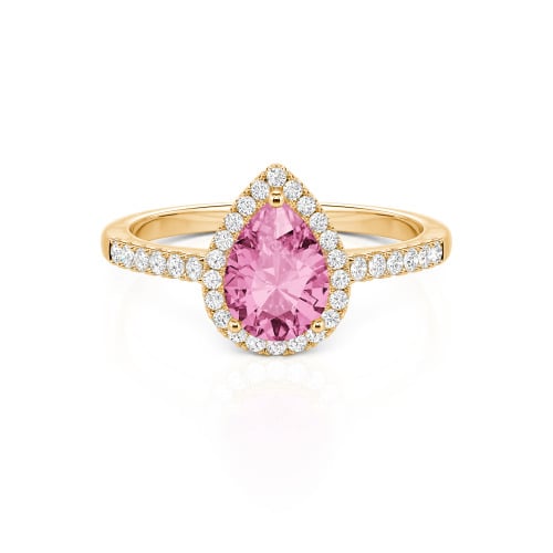 Jeulia Halo Pear Cut Sterling Silver Ring