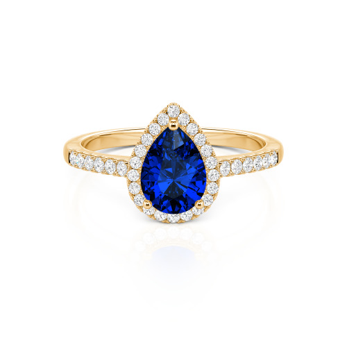 Jeulia Halo Pear Cut Sterling Silver Ring