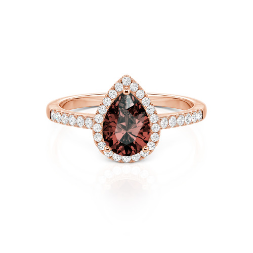 Jeulia Halo Pear Cut Sterling Silver Ring