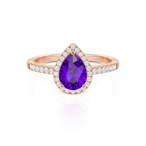 Jeulia Halo Pear Cut Sterling Silver Ring