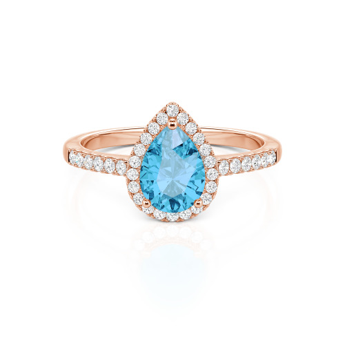 Jeulia Halo Pear Cut Sterling Silver Ring