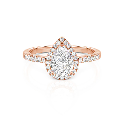 Jeulia Halo Pear Cut Sterling Silver Ring