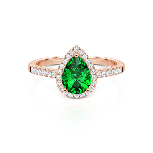 Jeulia Halo Pear Cut Sterling Silver Ring