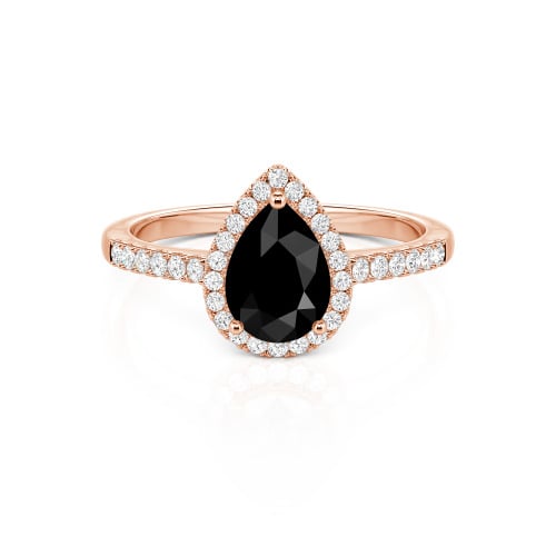 Jeulia Halo Pear Cut Sterling Silver Ring