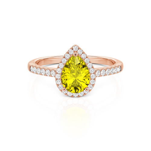 Jeulia Halo Pear Cut Sterling Silver Ring