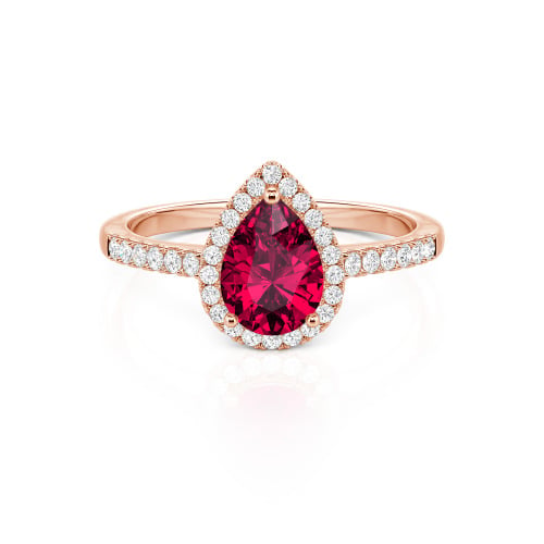 Jeulia Halo Pear Cut Sterling Silver Ring