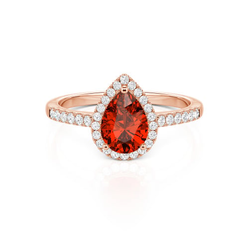 Jeulia Halo Pear Cut Sterling Silver Ring