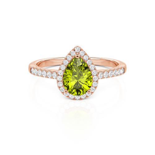 Jeulia Halo Pear Cut Sterling Silver Ring