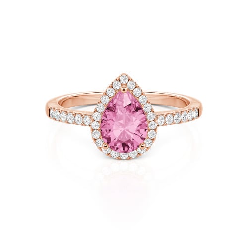 Jeulia Halo Pear Cut Sterling Silver Ring