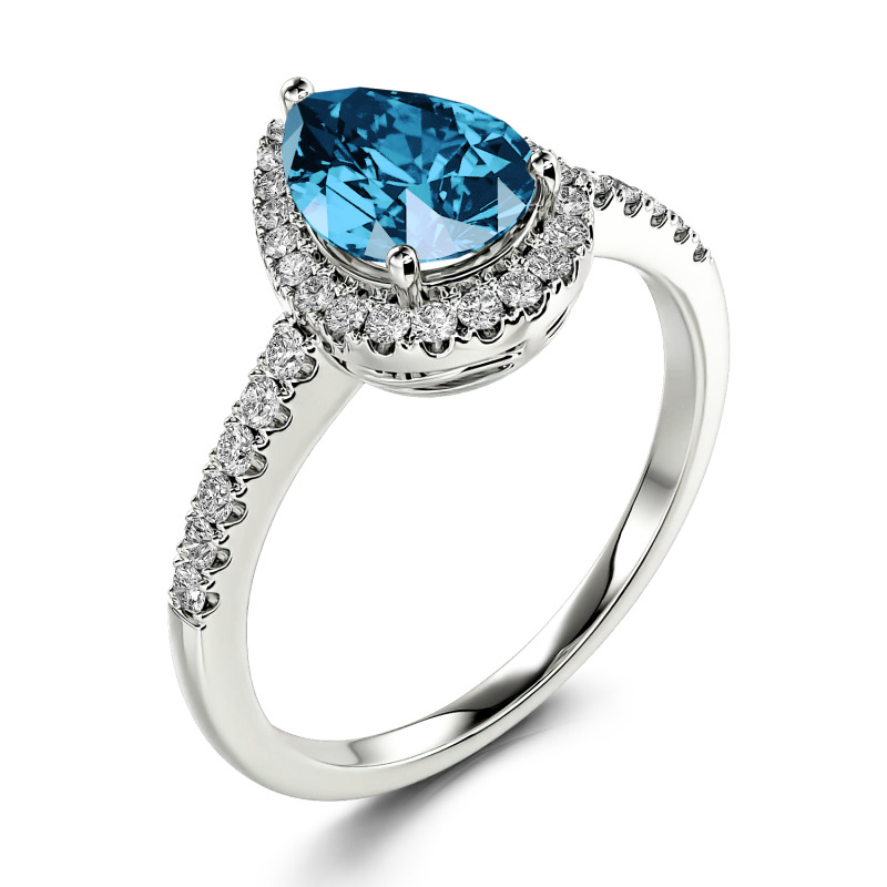 Set di fedi nuziali Halo da 2,5 ct tw - Anello taglio a pera - Anello di fidanzamento Halo a pera - Set nuziale da 2 carati, argento sterling - Italia