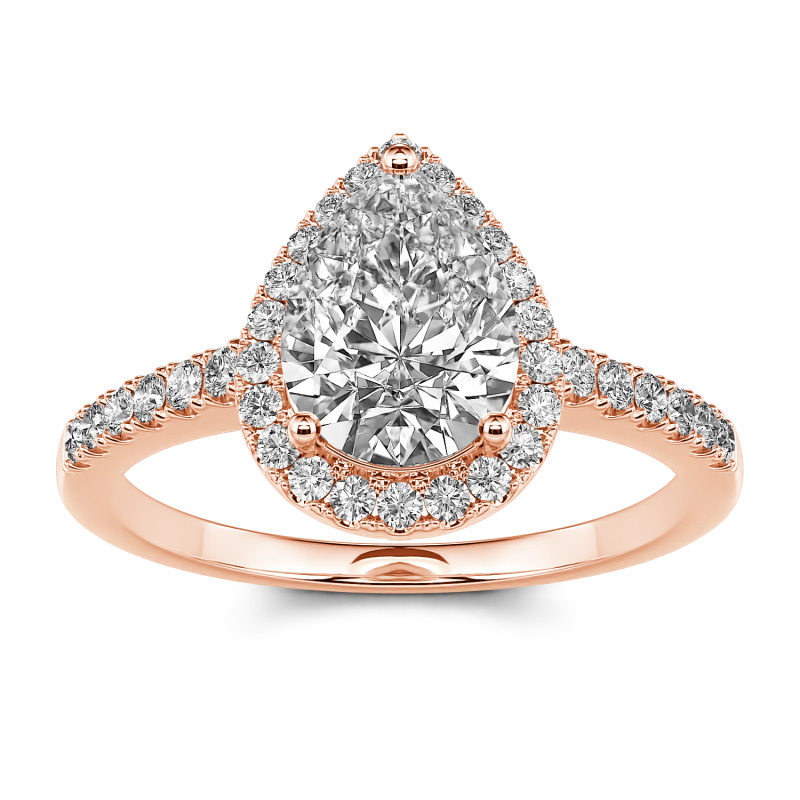 Jeulia 10K/14K/18K Gold Platinum Halo Pear Cut Ring Jeulia 10K/14K/18K Gold Platinum Halo Pear Cut Ring