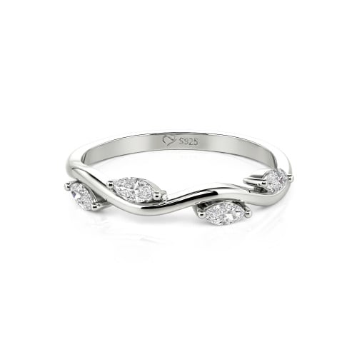 Jeulia "Branch & Leaves" Marquise Cut Sterling Silver Band