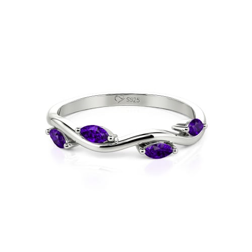 Jeulia "Branch & Leaves" Marquise Cut Sterling Silver Band