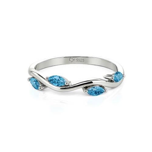 Jeulia "Branch & Leaves" Marquise Cut Sterling Silver Band