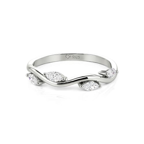Jeulia "Branch & Leaves" Marquise Cut Sterling Silver Band