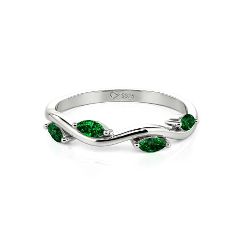 Jeulia "Branch & Leaves" Marquise Cut Sterling Silver Band