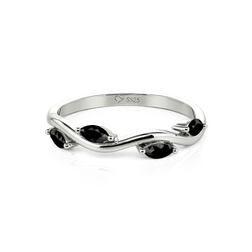 Jeulia "Branch & Leaves" Marquise Cut Sterling Silver Band