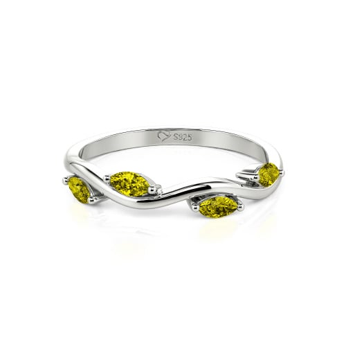 Jeulia "Branch & Leaves" Marquise Cut Sterling Silver Band