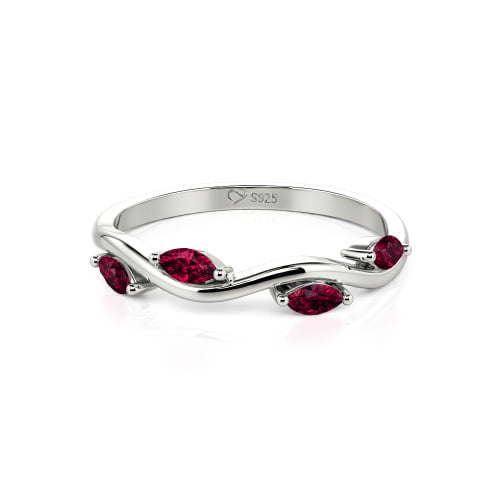 Jeulia "Branch & Leaves" Marquise Cut Sterling Silver Band