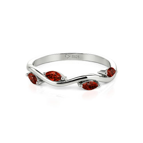 Jeulia "Branch & Leaves" Marquise Cut Sterling Silver Band