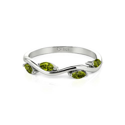Jeulia "Branch & Leaves" Marquise Cut Sterling Silver Band
