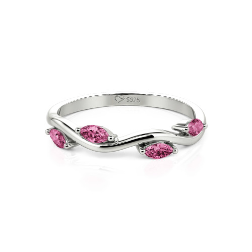 Jeulia "Branch & Leaves" Marquise Cut Sterling Silver Band