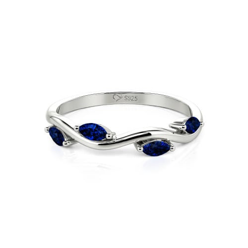 Jeulia "Branch & Leaves" Marquise Cut Sterling Silver Band