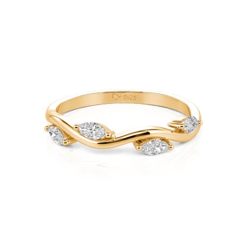 Jeulia "Branch & Leaves" Marquise Cut Sterling Silver Band