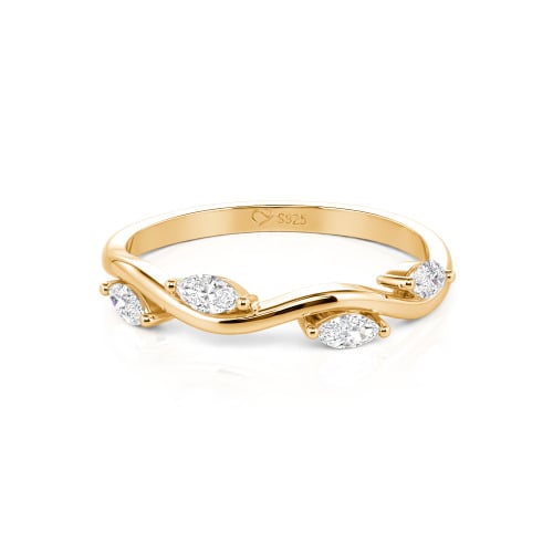 Jeulia "Branch & Leaves" Marquise Cut Sterling Silver Band