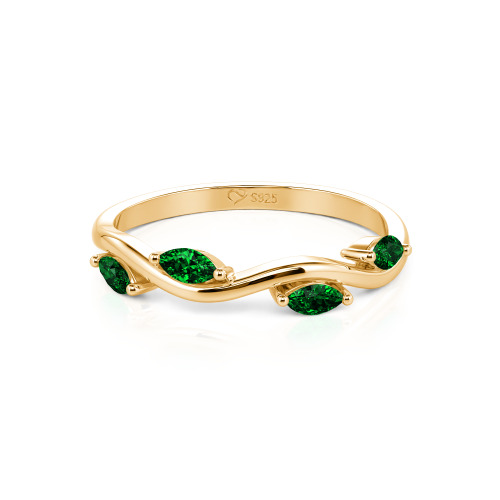 Jeulia "Branch & Leaves" Marquise Cut Sterling Silver Band