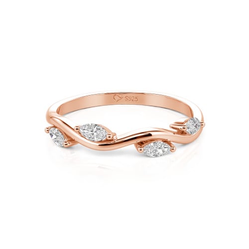 Jeulia "Branch & Leaves" Marquise Cut Sterling Silver Band