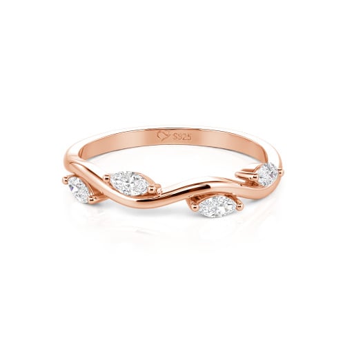 Jeulia "Branch & Leaves" Marquise Cut Sterling Silver Band