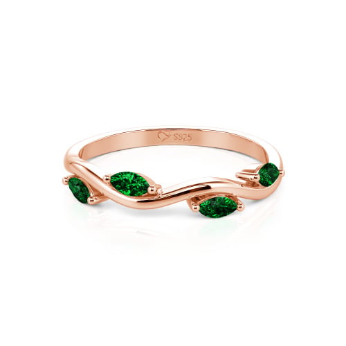 Jeulia "Branch & Leaves" Marquise Cut Sterling Silver Band