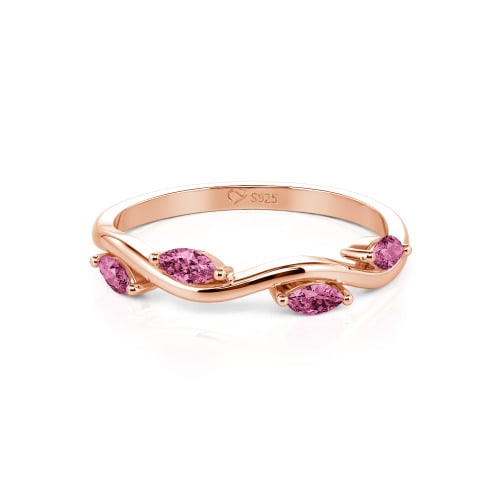 Jeulia "Branch & Leaves" Marquise Cut Sterling Silver Band