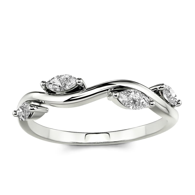 Jeulia "Branch & Leaves" Marquise Cut Sterling Silver Band