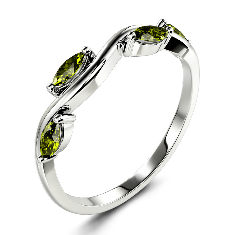 Jeulia Alliance Bague "Branches & feuilles" Coupe Marquise Argent Sterling