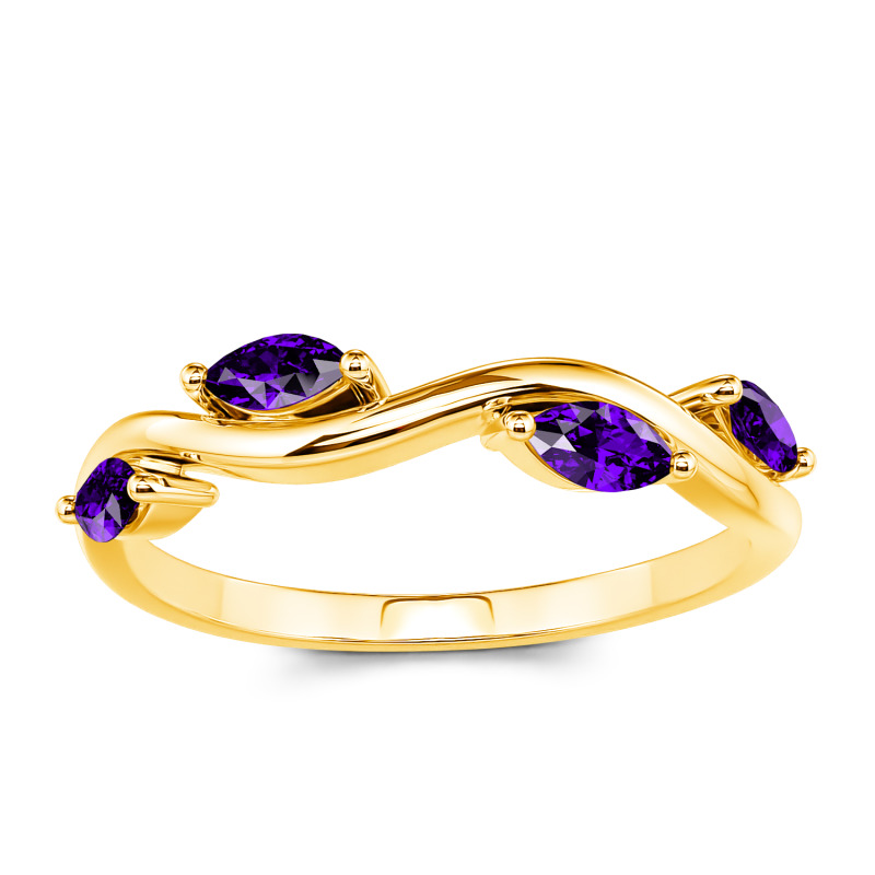 Jeulia "Branch & Leaves" 10K/14K/18K Gold Platinum Marquise Cut Band