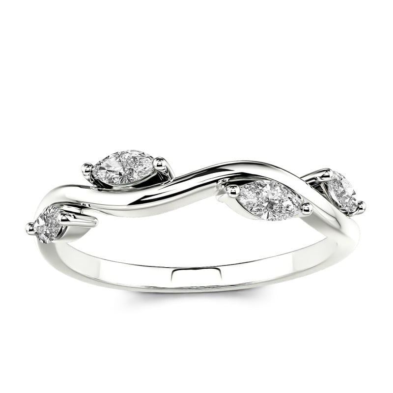 Jeulia 枝&葉 重ね付け デザイン マルキーズカット PG YG WG 10K 14K 18K プラチナ リング